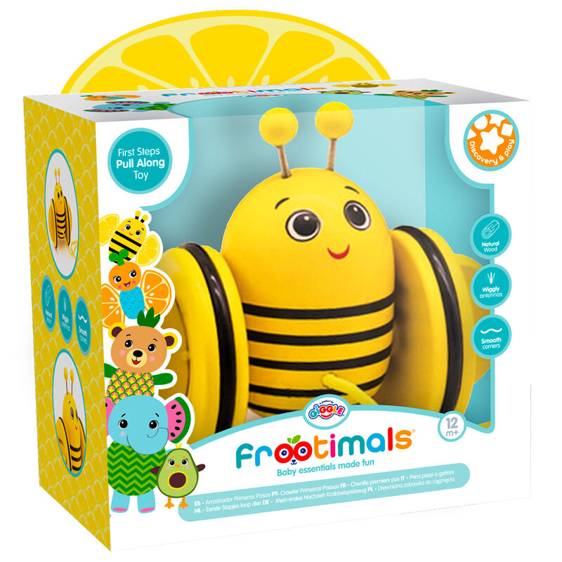 Arrastrador de madera Bizzy LemonBee de FROOTIMALS con forma de abeja