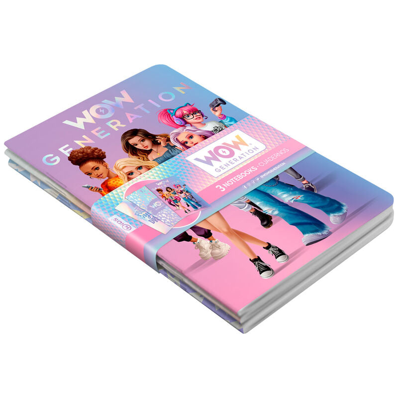 Set de tres libretas A5 WOW Generation con diseños pastel - 2