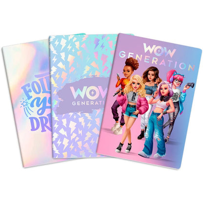 Set de tres libretas A5 WOW Generation con diseños pastel