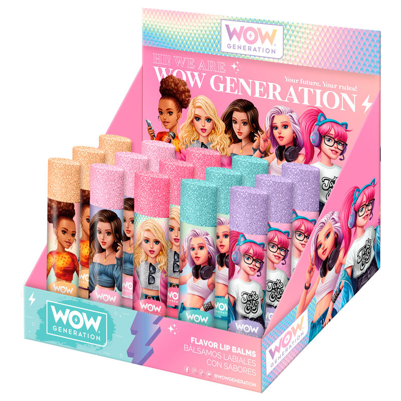 Expositor surtido de bálsamos labiales WOW Generation con sabores