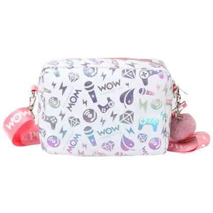 Bolso bandolera rosa y blanco WOW GENERATION con estampado y pompón - 4