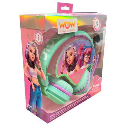 Auriculares inalámbricos WOW GENERATION en verde menta y morado con micrófono - 2