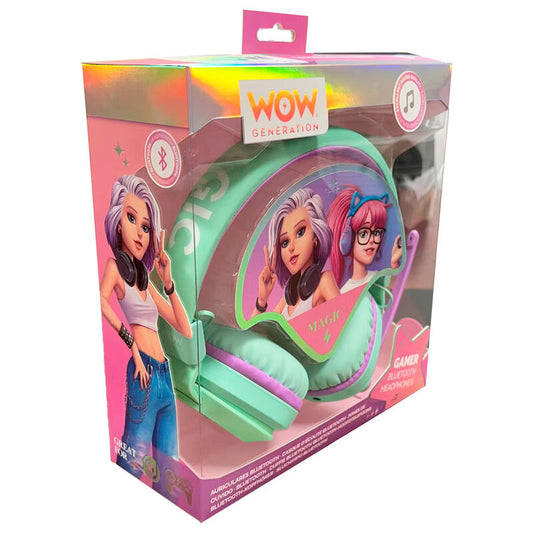 Auriculares inalámbricos WOW GENERATION en verde menta y morado con micrófono - 2