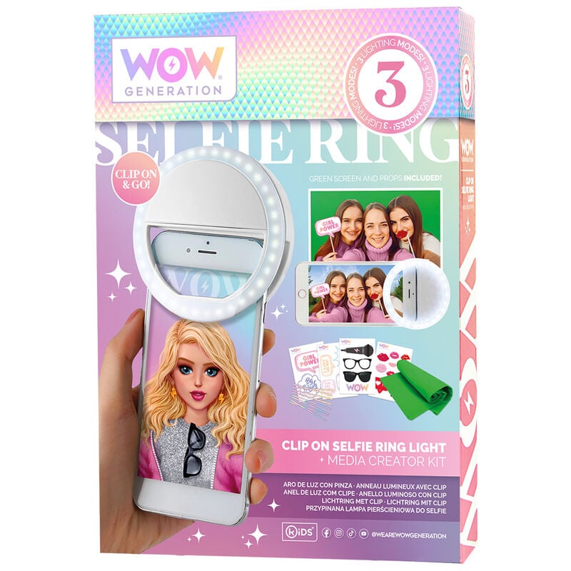 Kit de aro de luz WOW Generation con accesorios y fondo verde