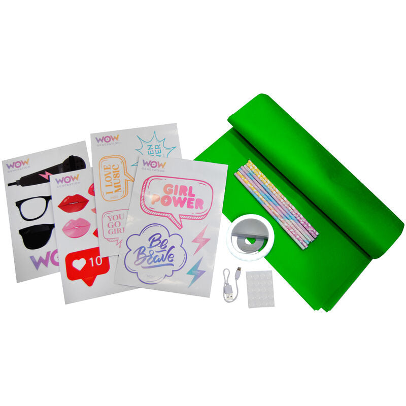 Kit de aro de luz WOW Generation con accesorios y fondo verde - 2