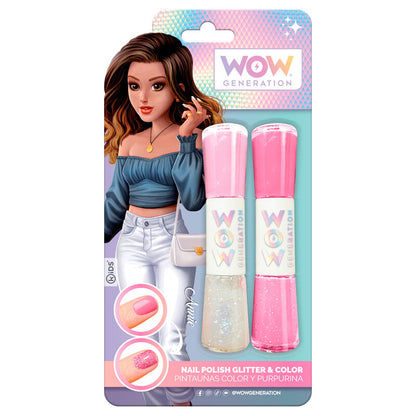 Pintauñas doble WOW Generation con esmalte de color y purpurina - 2