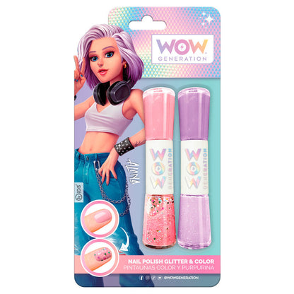 Pintauñas doble WOW Generation con esmalte de color y purpurina - 3