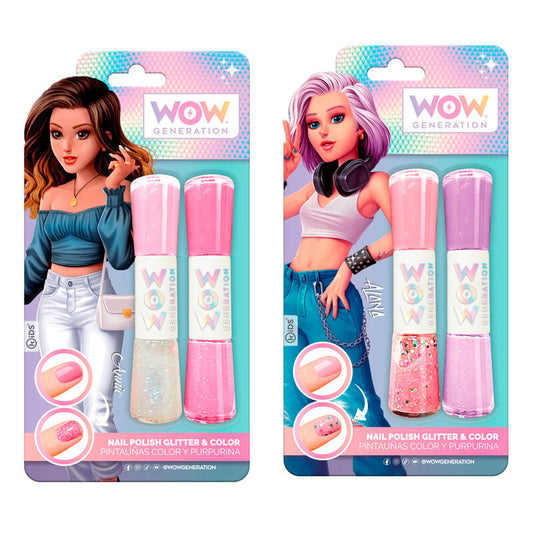 Pintauñas doble WOW Generation con esmalte de color y purpurina