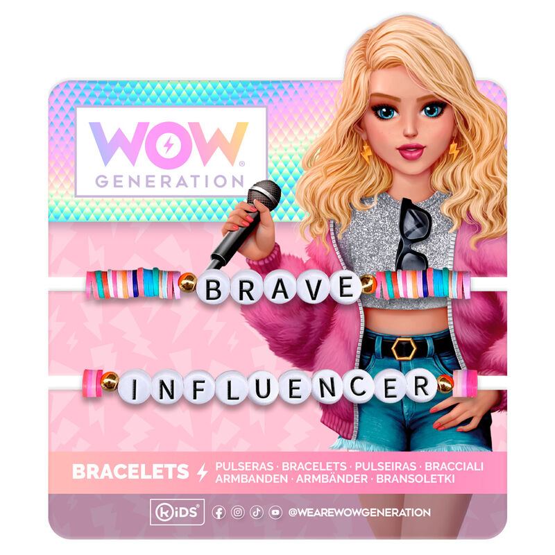 Pack de 2 pulseras WOW GENERATION con abalorios de colores y mensajes - 2