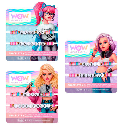 Pack de 2 pulseras WOW GENERATION con abalorios de colores y mensajes