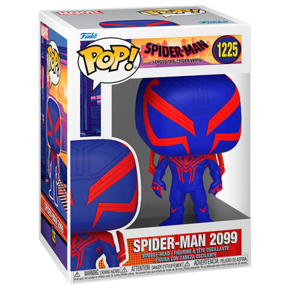 Figura Funko POP! de Spider-Man 2099 en azul y rojo con caja con ventana