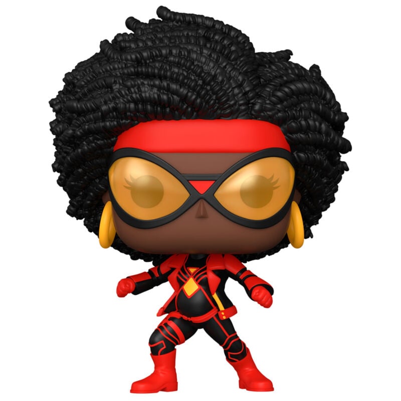 Figura Funko POP! de Spider-Woman con traje negro y rojo