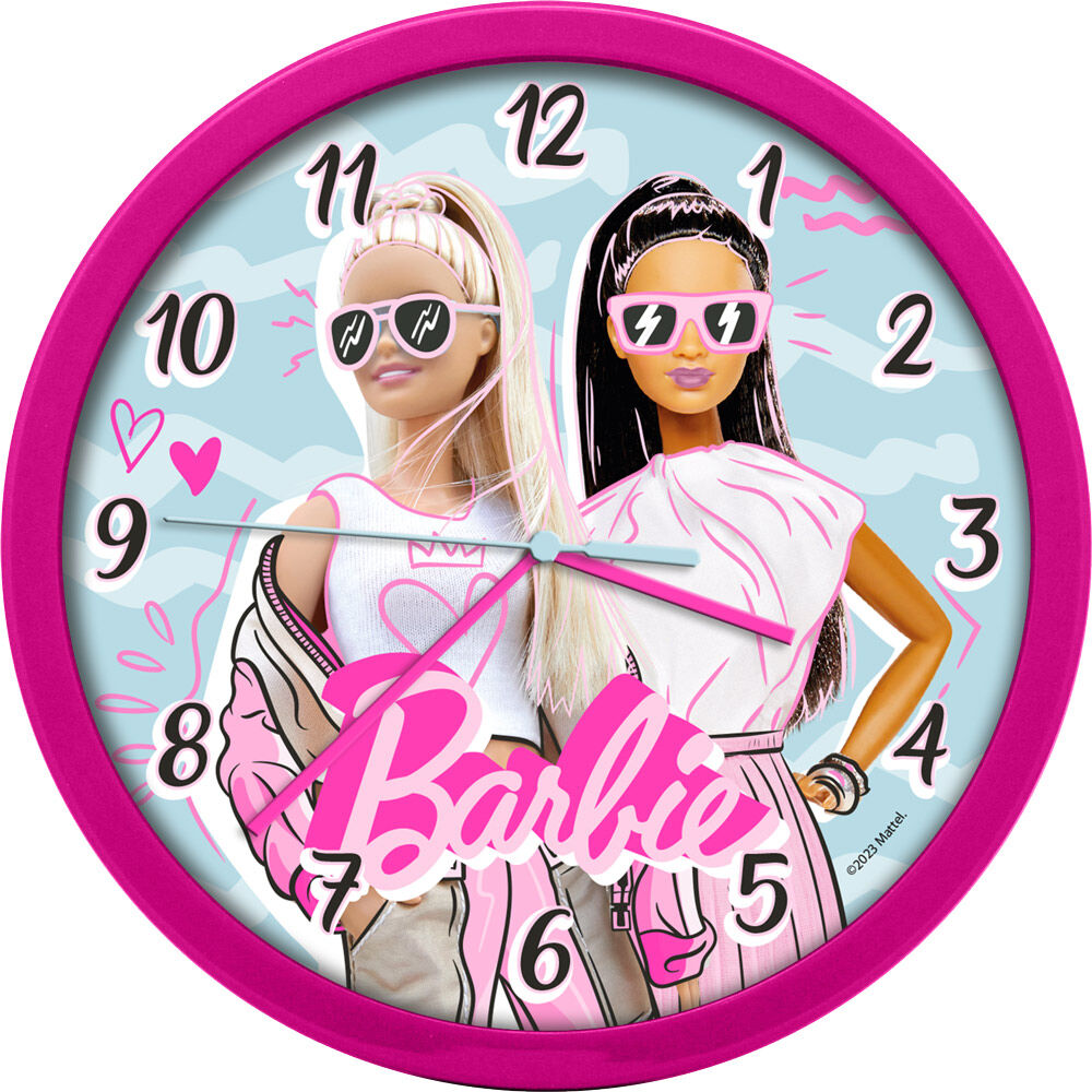 Reloj de pared Barbie rosa con esfera numerada - 2