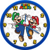 Reloj de pared azul de Super Mario Bros con Mario y Luigi