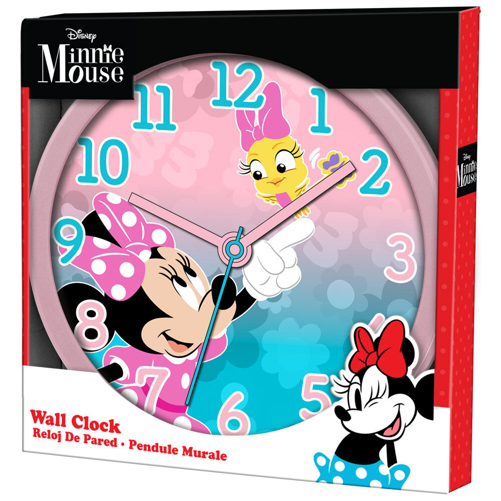 Reloj de pared Disney Minnie rosa y azul