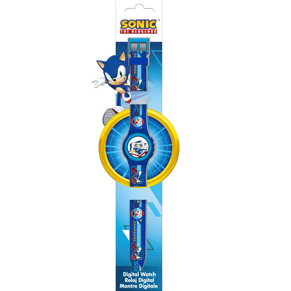 Reloj digital azul y amarillo de Sonic The Hedgehog
