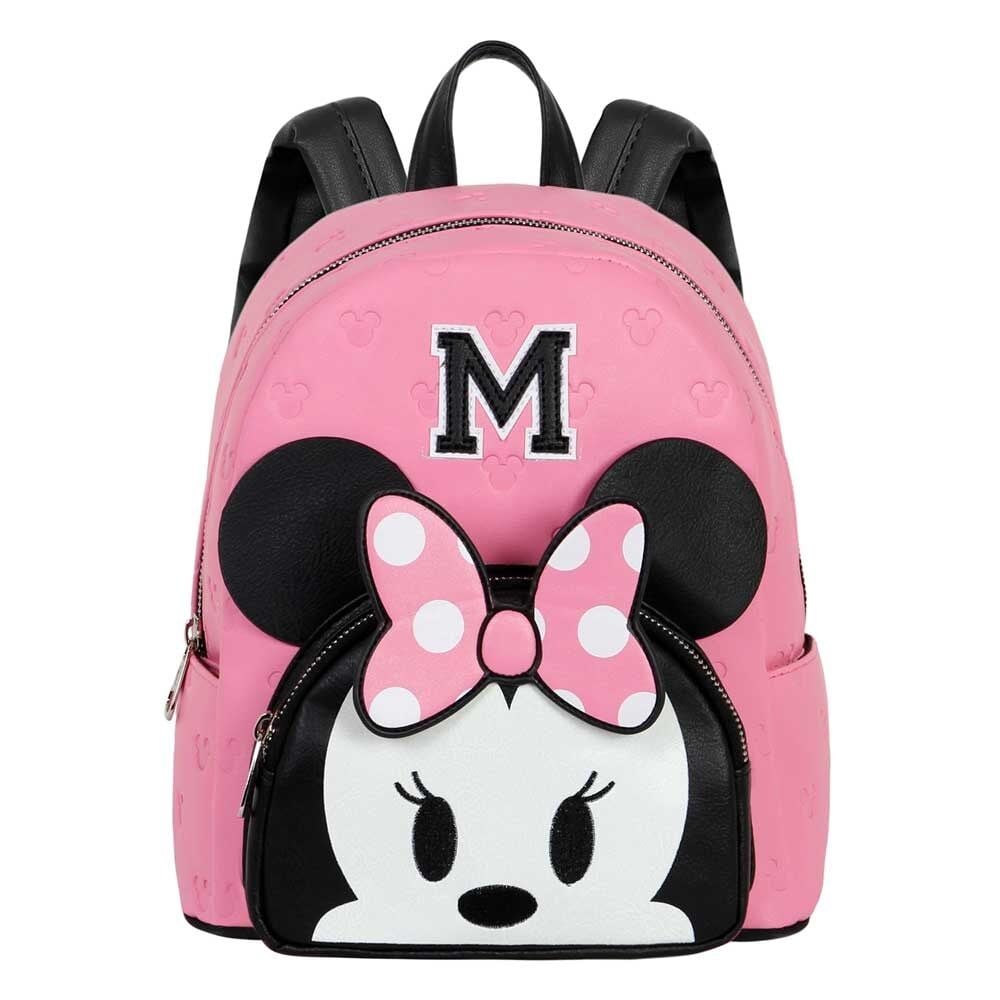 Mochila rosa de Minnie Disney con lazo de lunares