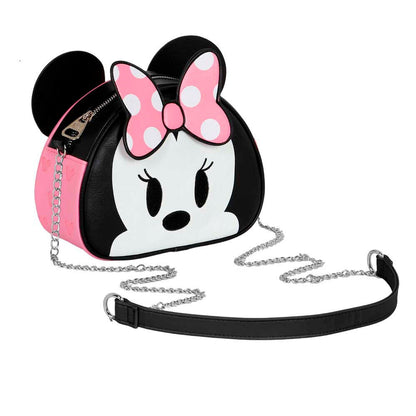 Bolso negro de Minnie Disney con lazo rosa y cadena plateada - 2