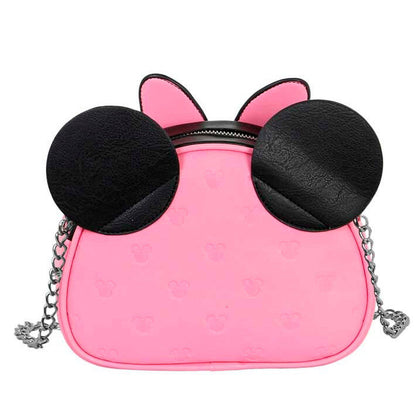 Bolso negro de Minnie Disney con lazo rosa y cadena plateada - 4