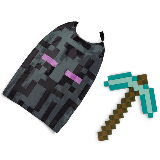 Capa pixelada de Creeper con pico de Minecraft