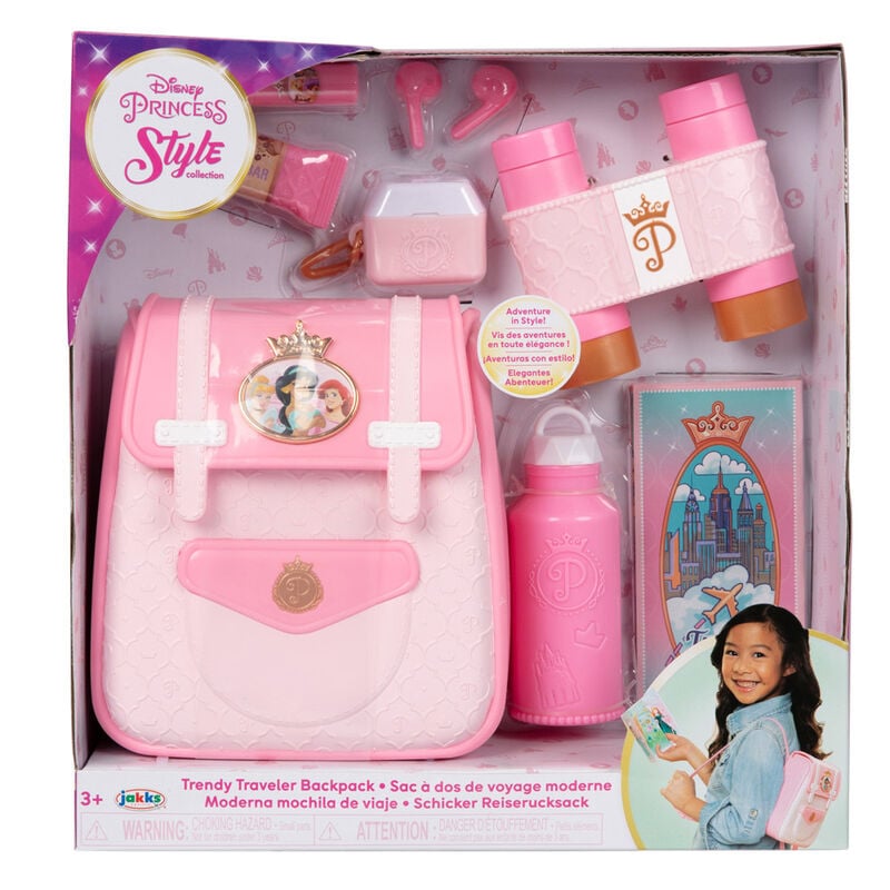 Mochila rosa Disney Princess con accesorios de viaje de juguete