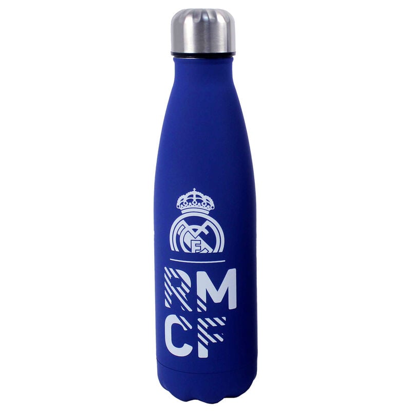 Botella azul de acero inoxidable del Real Madrid de 600 ml con tapón plateado