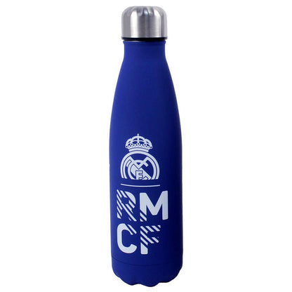 Botella azul de acero inoxidable del Real Madrid de 600 ml con tapón plateado