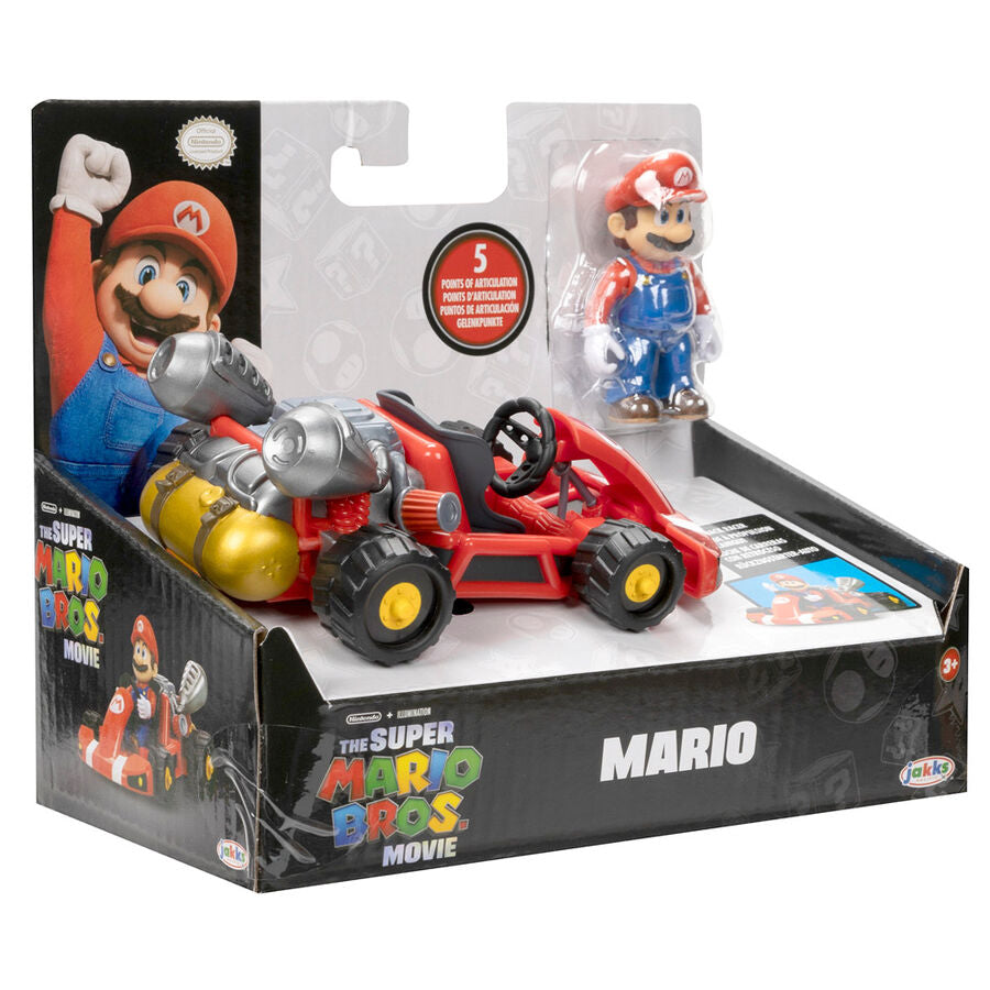 Figura de Mario de 7 cm con kart rojo de The Super Mario Bros. Movie - 7