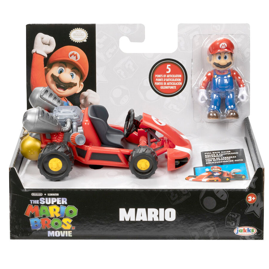 Figura de Mario de 7 cm con kart rojo de The Super Mario Bros. Movie