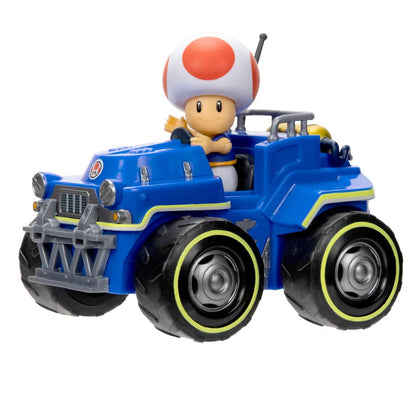Figura de Toad en un kart azul de Mario Kart