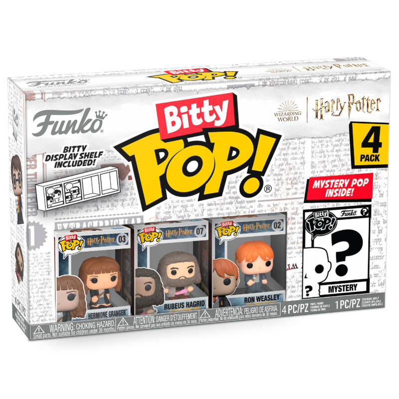 Blíster FUNKO Bitty POP! Harry Potter con Hermione, Hagrid, Ron y figura misteriosa