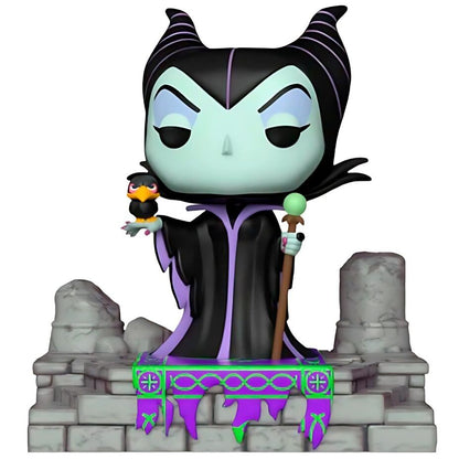 Figura Funko POP de Maléfica con cuervo, bastón y base pétrea