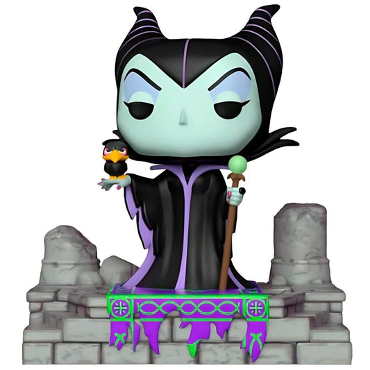 Figura Funko POP de Maléfica con cuervo, bastón y base pétrea