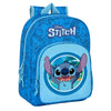 Mochila escolar azul de Stitch Disney con bolsillo frontal
