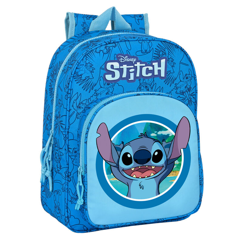 Mochila escolar azul de Stitch Disney con bolsillo frontal