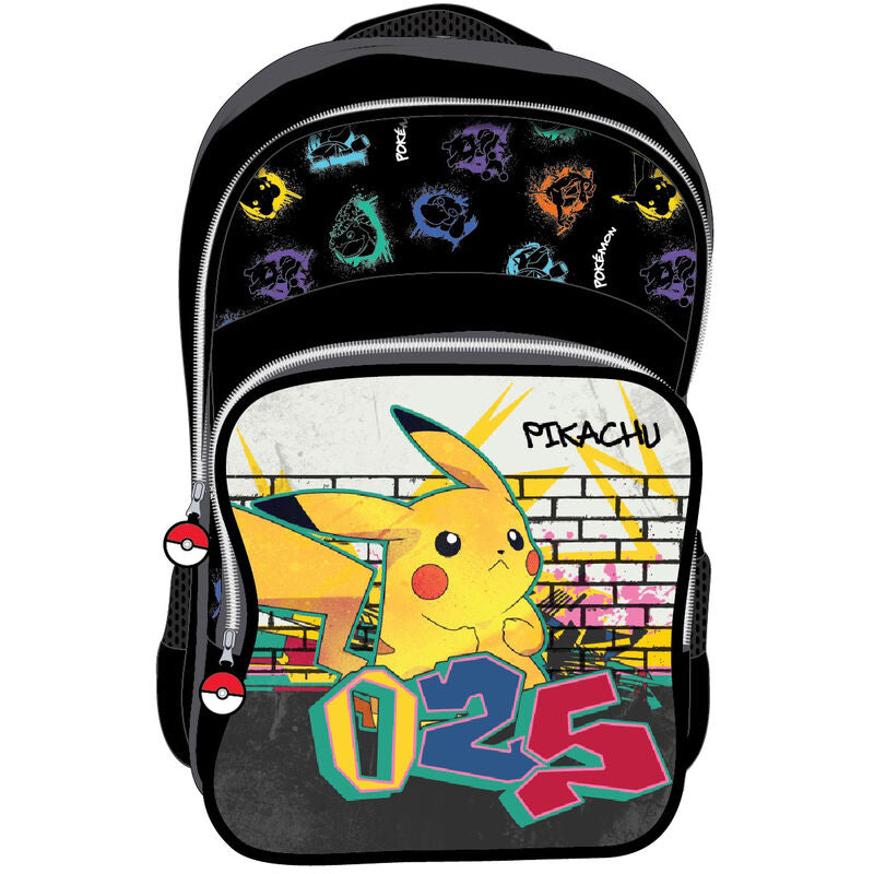 Mochila negra de Pikachu Pokémon con dos compartimentos