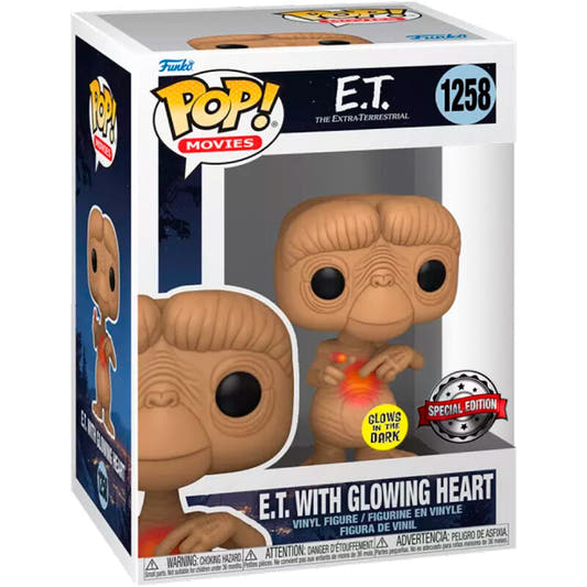 Figura Funko POP! de E.T. con corazón luminoso en caja con ventana