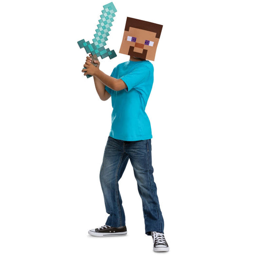 Máscara pixelada y espada turquesa de Minecraft DISGUISE - 2
