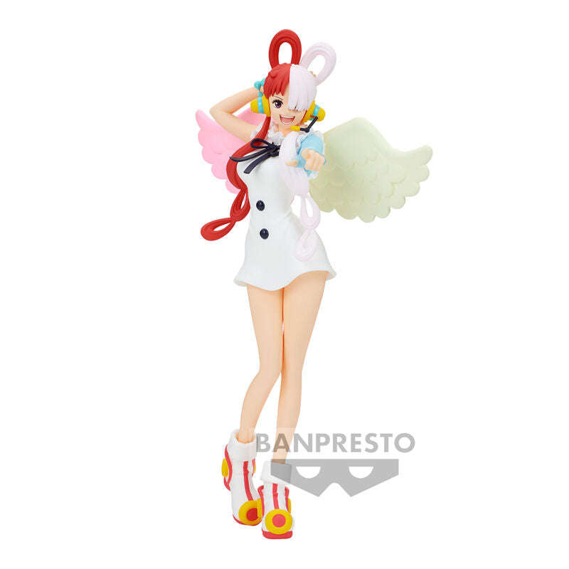Figura de Uta de One Piece con alas pastel y cabello bicolor