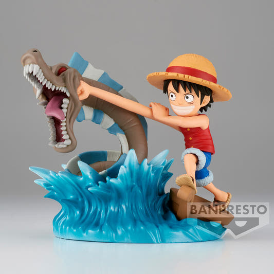 Figura de Monkey D. Luffy enfrentándose a un monstruo marino sobre una ola - 2