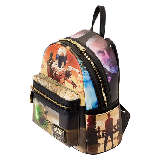 Mochila Loungefly de Star Wars El Ataque de los Clones con Yoda y Jango Fett - 2