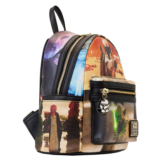 Mochila Loungefly de Star Wars El Ataque de los Clones con Yoda y Jango Fett - 4