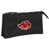 Portatodo triple negro SAFTA de Naruto Shippuden con nube roja de Akatsuki
