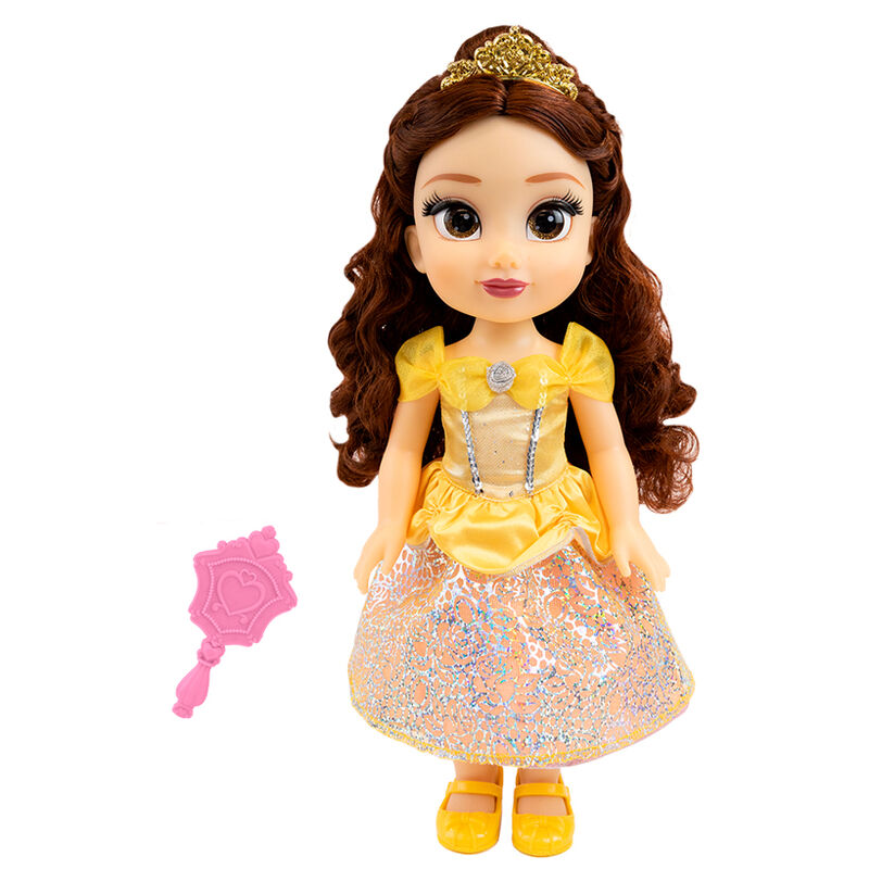 Muñeca Bella de Disney con vestido amarillo, tiara y espejo rosa - 2
