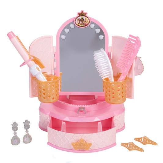 Espejo de maquillaje rosa de Princesas Disney con accesorios