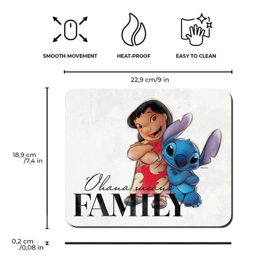 Alfombrilla de ratón Disney Lilo y Stitch con mensaje Ohana - 2