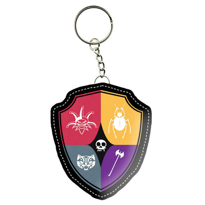 Llavero escudo de Miércoles con cuatro colores y calavera central - 3