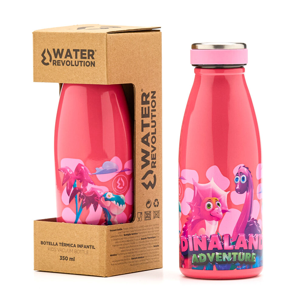 Botella térmica infantil rosa Dinaland Adventure de 350 ml