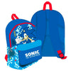 Mochila azul y roja de Sonic the Hedgehog con bolsillo frontal