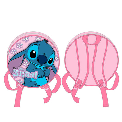Mochila rosa redonda de Stitch Disney con estampado floral - 2